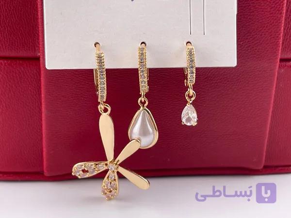 گوشواره پکی گل و مروارید — تصویر 1