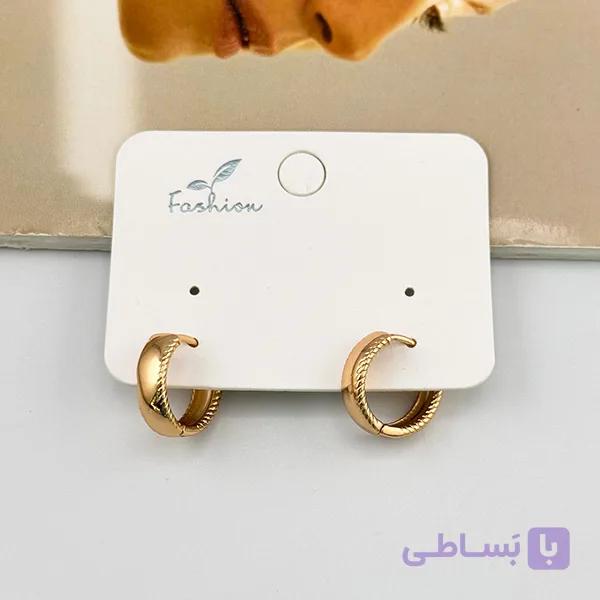 گوشواره حلقه‌ای پهن طلایی با نوار طنابی برجسته ژوپینگ — تصویر 1
