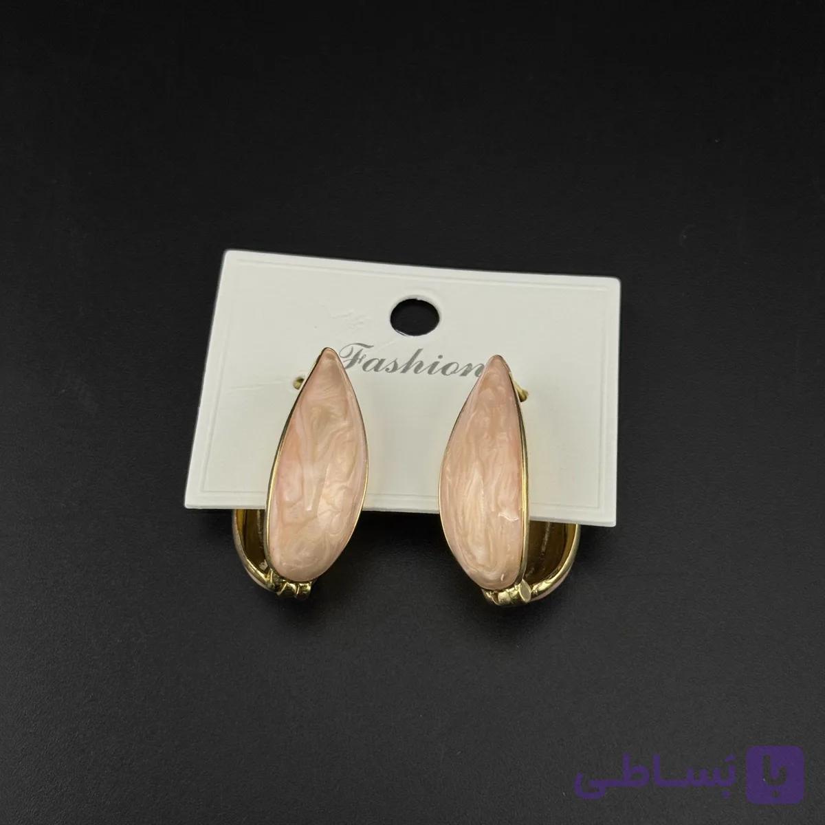 گوشواره طرح برگ صدفی هلویی — تصویر 1