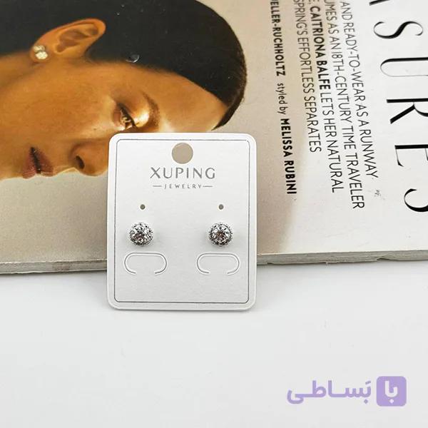 گوشواره میخی گرد نگین‌دار کلاسیک
