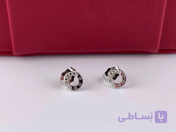 خرید گوشواره ژوپینگ نقره ای نگین دار — تصویر 1