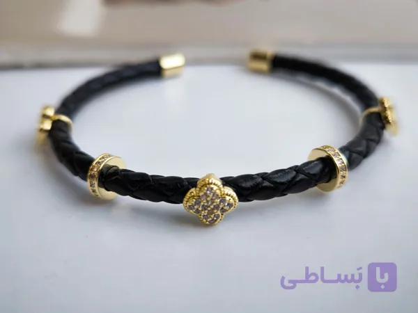 بنگل چرم دخترانه ونکلیف طلایی کد 10706 — تصویر 1
