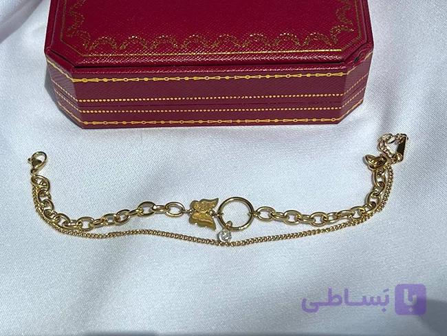 دستبند استیل دو لاین طرح حلقه و پروانه شاین — تصویر 1