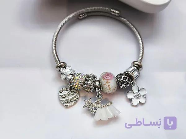 دستبند پاندورا قلب نقره ای کد 16 — تصویر 1