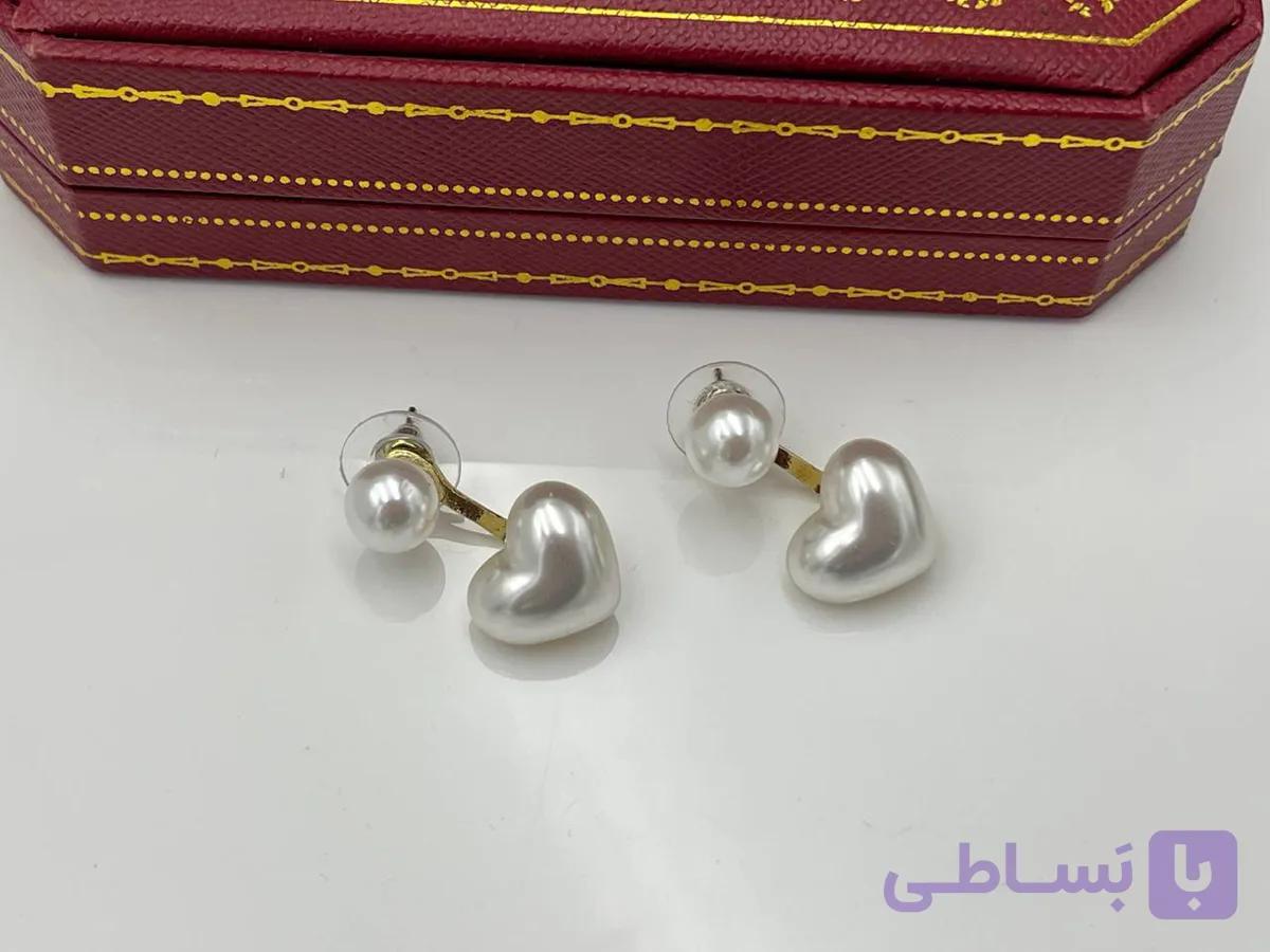 گوشواره مروارید طرح قلب — تصویر 1