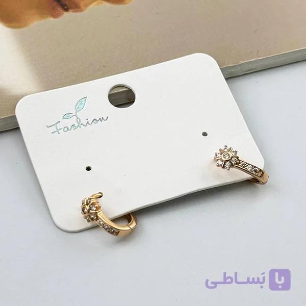 گوشواره طلایی ژوپینگ طرح خورشید با نگین مرکزی — تصویر 1