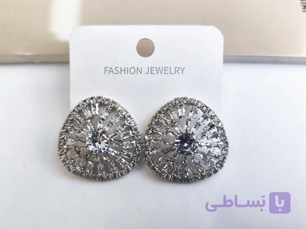 گوشواره جواهر مجلسی فول نگین کد 10744 — تصویر 1