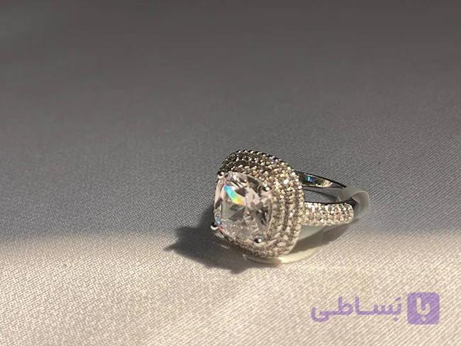 انگشتر تک نگین نقره ای — تصویر 1