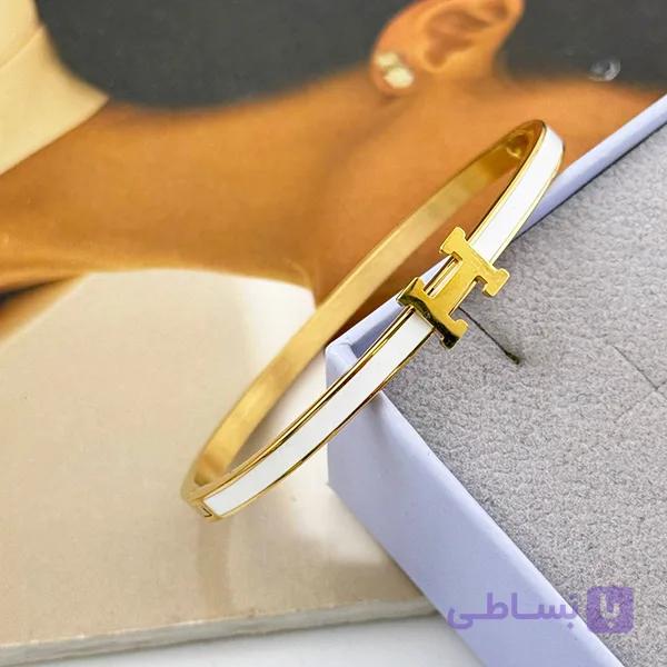 دستبند هرمس سفید طلایی — تصویر 1