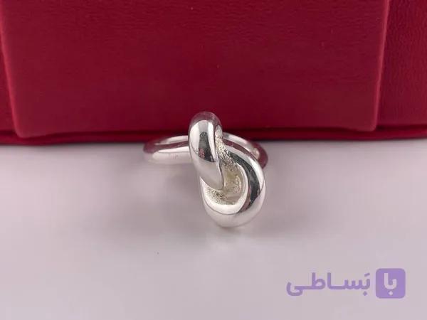 انگشتر گره مینیمال نقره ای — تصویر 1