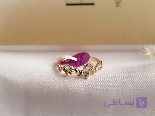 انگشتر ژوپینگ پروانه نگینی طلایی — تصویر 1
