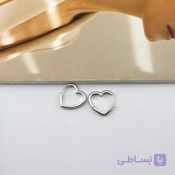گوشواره قلبی نقره‌ای ژوپینگ — تصویر 1