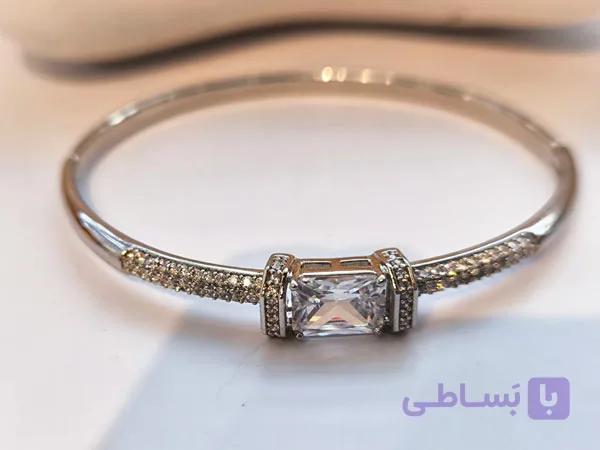 دستبند بنگل تک نگین دخترانه مجلسی — تصویر 1