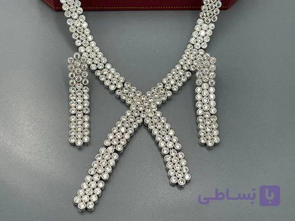 نیم ست گردنبند و گوشواره فول نگین — تصویر 1