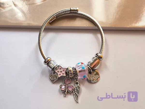 دستبند پاندورا استیل نقره ای کد 3 — تصویر 1