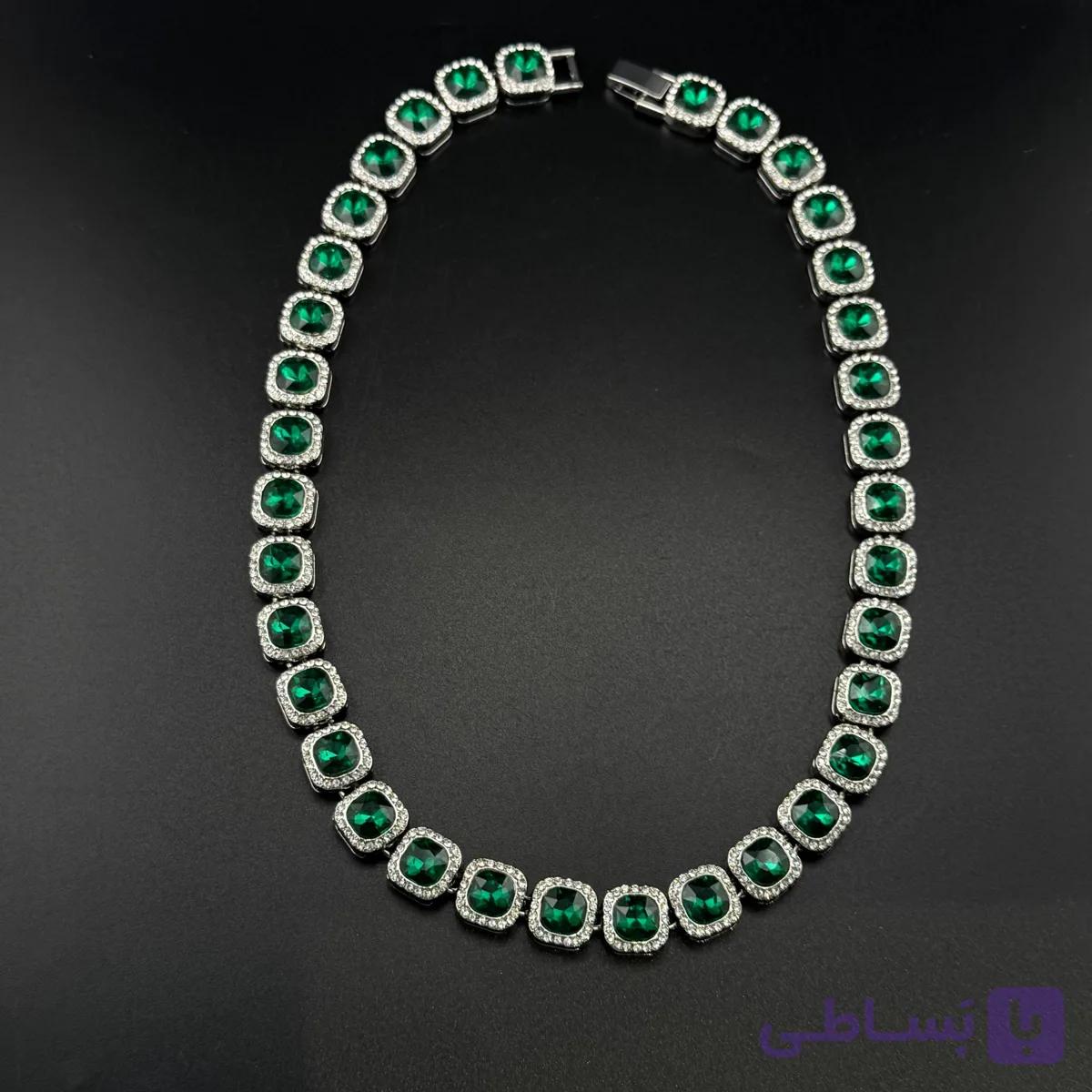 گردنبند فوق لوکس جواهری سبز — تصویر 1