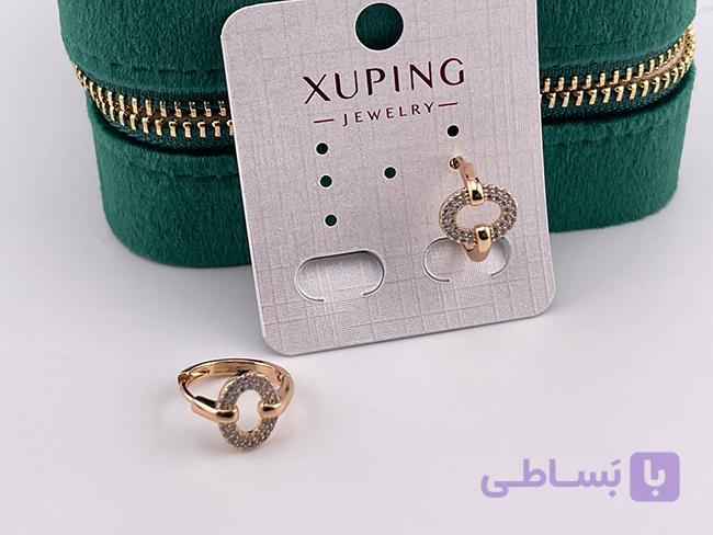 گوشواره مینیمال بیضی نگین کاری شده — تصویر 1