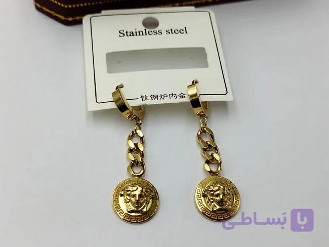 گوشواره ورساچ با آویز کارتیر طلایی کد go107