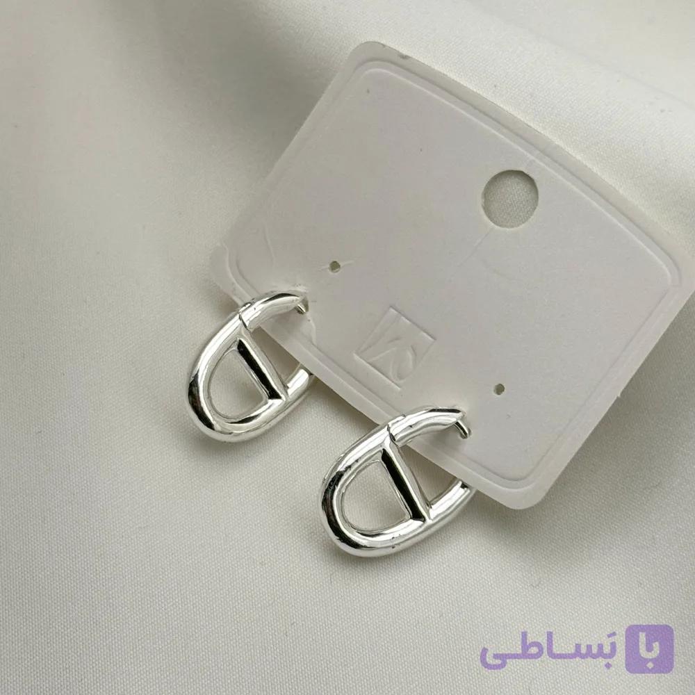 گوشواره مینیمال نقره ای حلقه ای — تصویر 1