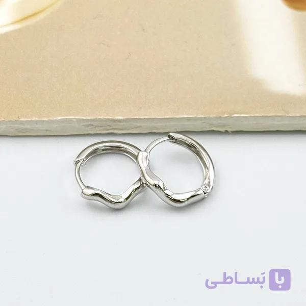 گوشواره حلقه‌ای مستطیلی نقره‌ای ژوپینگ — تصویر 1