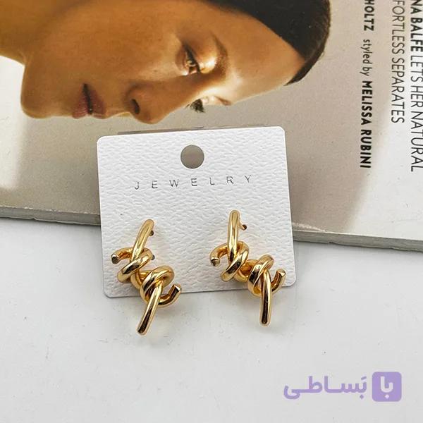 گوشواره طلایی گره‌ای اسپیرال — تصویر 1