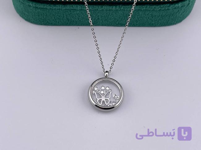 گردنبند طرح پروانه نقره ای — تصویر 1
