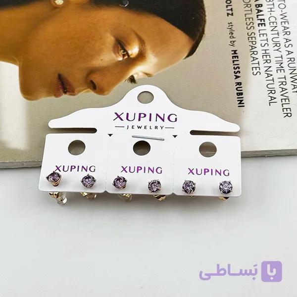 گوشواره ژوپینگ نگینی بنفش