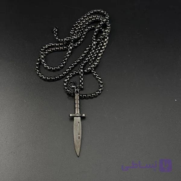 گردنبند چاقو مشکی گنگ پسرانه کد 10575 — تصویر 1