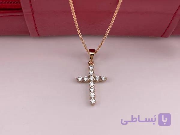 گردنبند صلیب زنانه فول نگین — تصویر 1