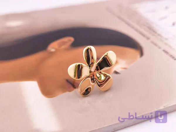 انگشتر گل مینیمال رنگ ثابت کد 11073 — تصویر 1