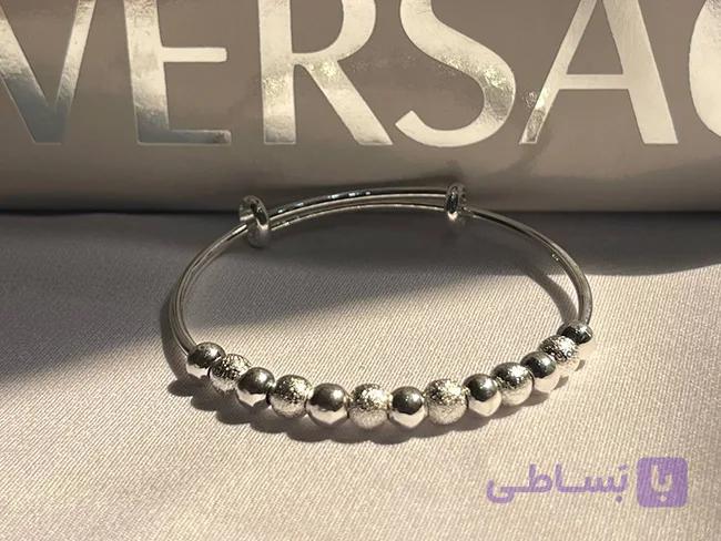 دستبند گوی فری سایز آبکاری نقره — تصویر 1