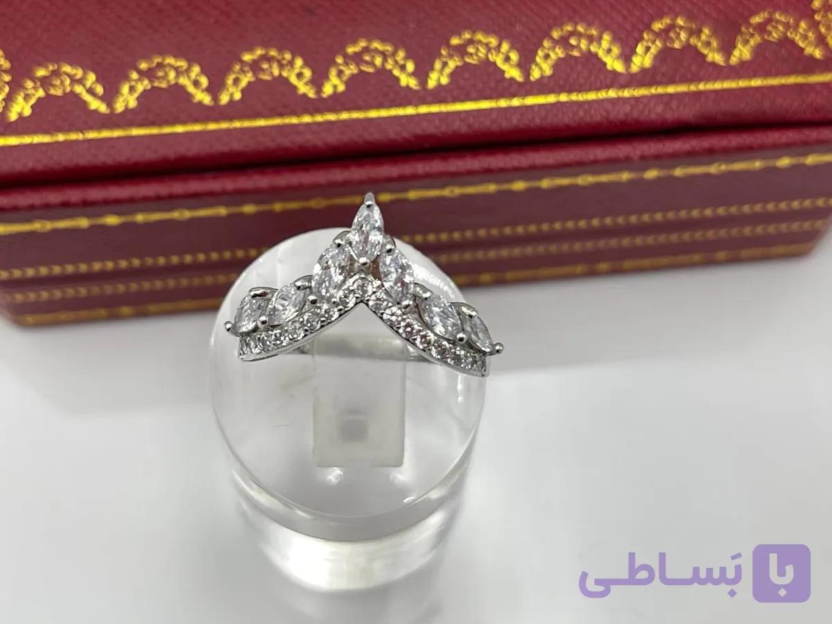 انگشتر طرح تاج نگین کاری — تصویر 1