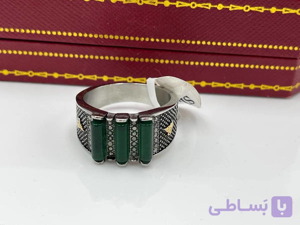 انگشتر نگین سبز مردانه — تصویر 1