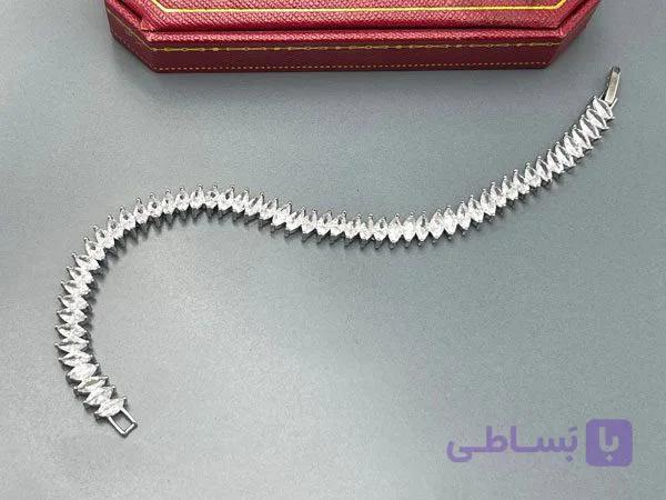 دستبند تنیس با نگین سفید — تصویر 1