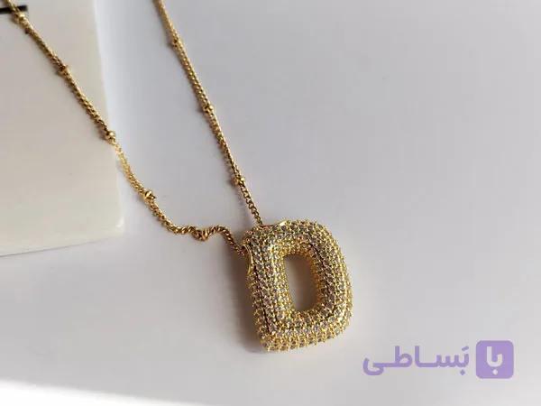 گردنبند حرف D نگین دار ترند — تصویر 1