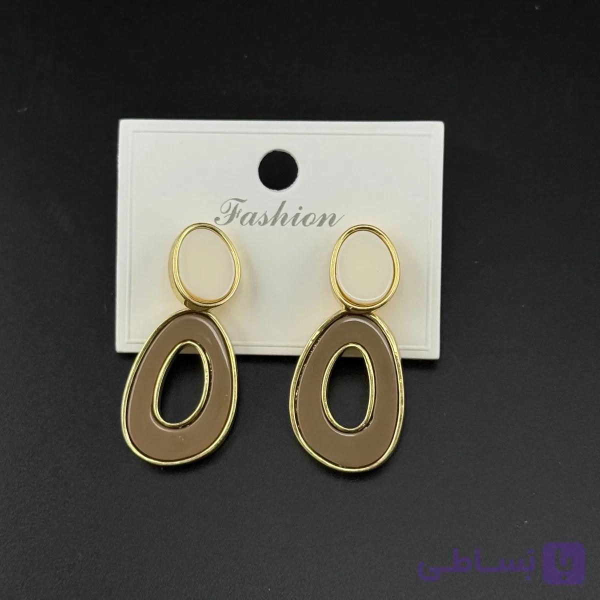 گوشواره آویزی قهوه‌ای شکلاتی — تصویر 1