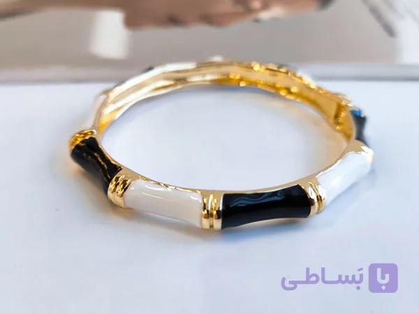 دستبند میناکاری آبکاری طلا استیل کد 10359 — تصویر 1