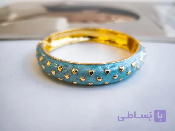 دستبند قلب آبی میناکاری کد 10942 — تصویر 1