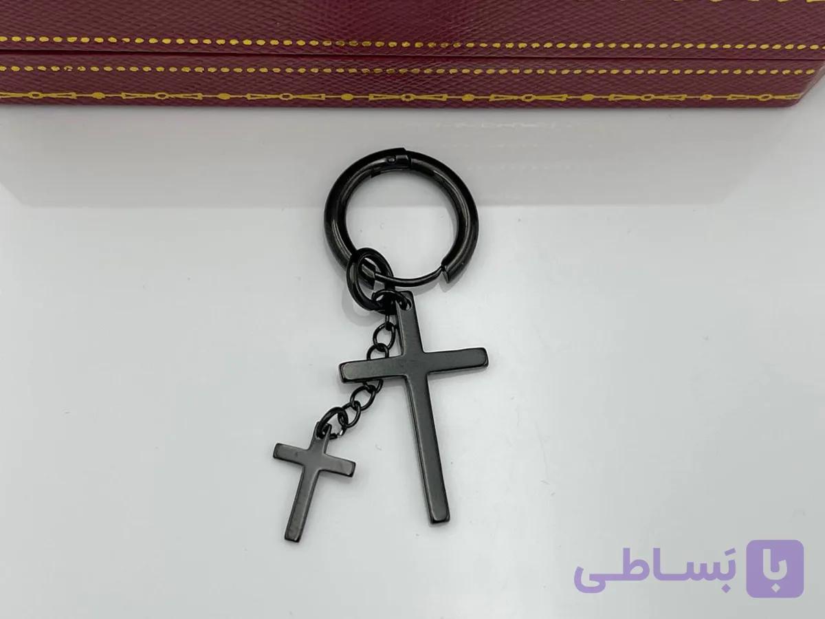 پیرسینگ گوش مدل صلیب مشکی