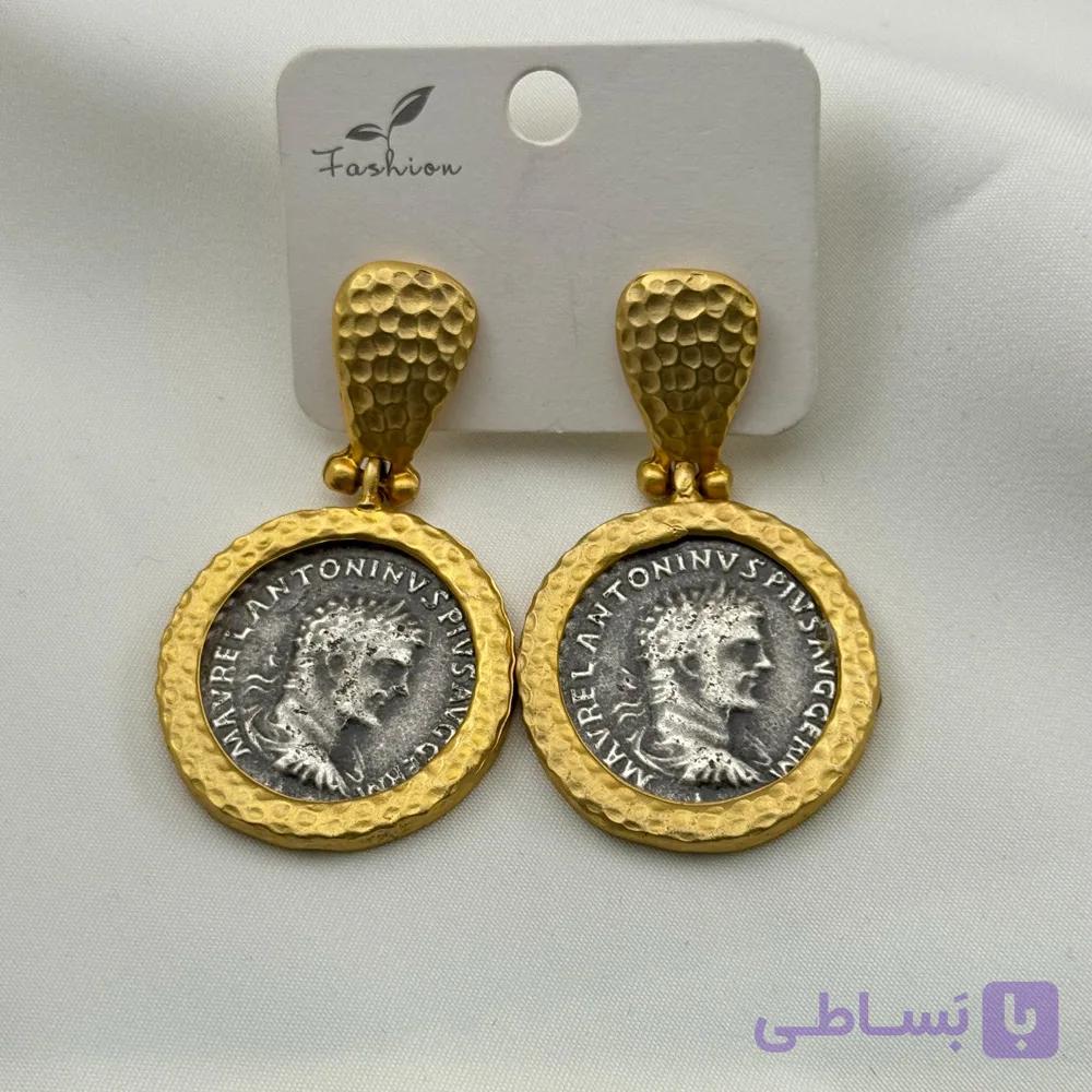 گوشواره مدل سکه طلایی — تصویر 1