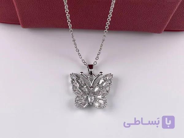 گردنبند زنانه پروانه نگین دار — تصویر 1
