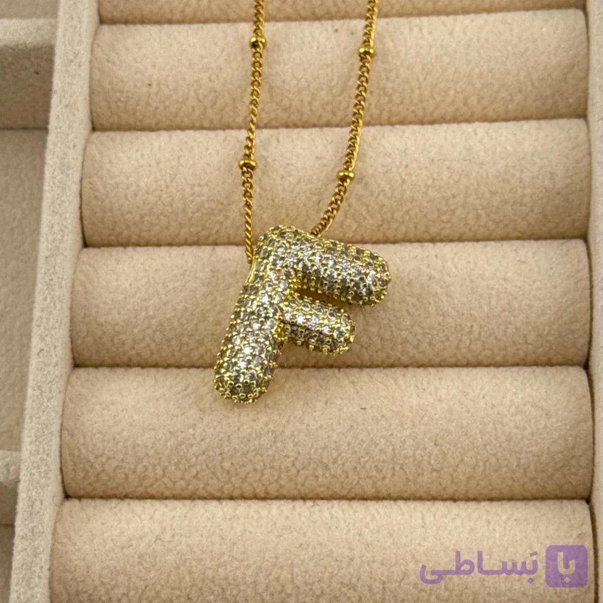 گردنبند حرف F طلایی — تصویر 1