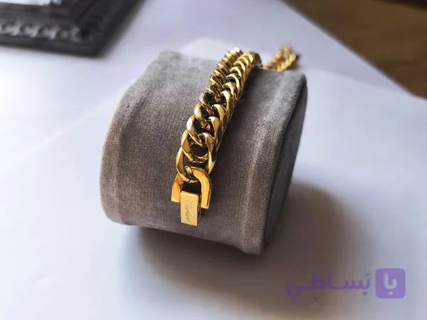 دستبند کارتیر بافت فشرده 9 میل طلایی — تصویر 1