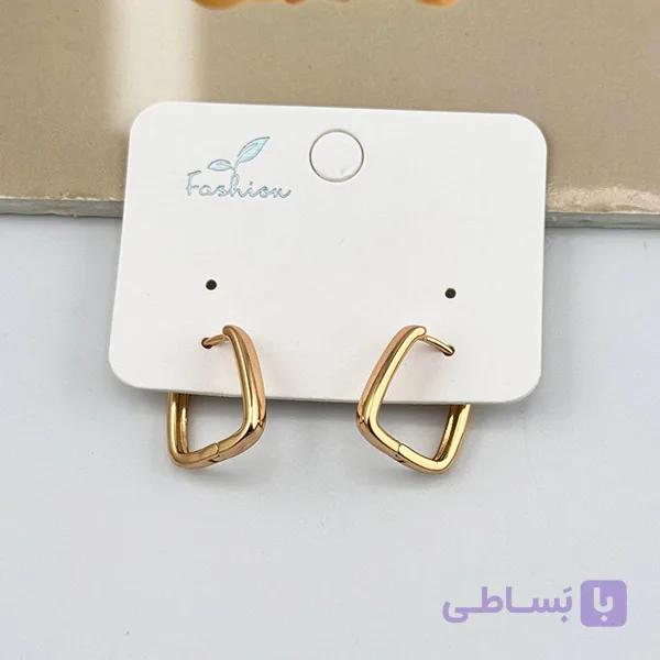 گوشواره طلایی ژوپینگ طرح مربعی — تصویر 1