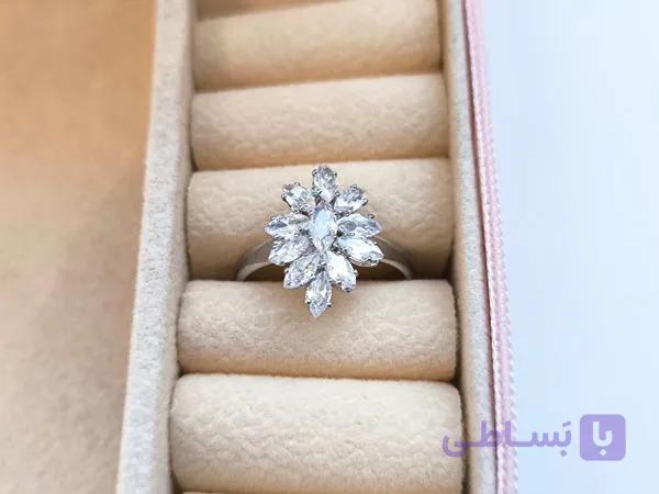 انگشتر زنانه نگینی ژوپینگ شیک — تصویر 1