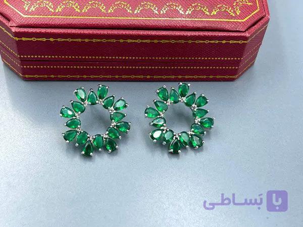گوشواره طرح گل سبز — تصویر 1