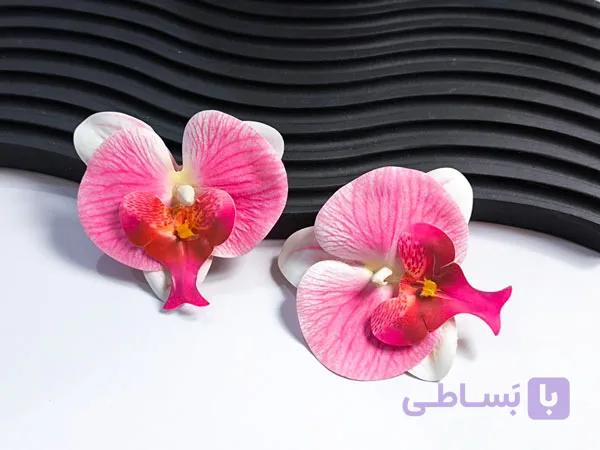 گوشواره فانتزی بزرگ طرح گل در دو رنگ — تصویر 1