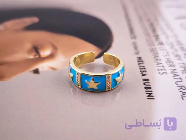 انگشتر ستاره آبی فری سایز استیل کد 11138 — تصویر 1