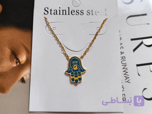 گردنبند ظریف دست همسا آبی — تصویر 1