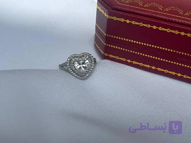 انگشتر جواهر قلبی خاص نقره ای — تصویر 1